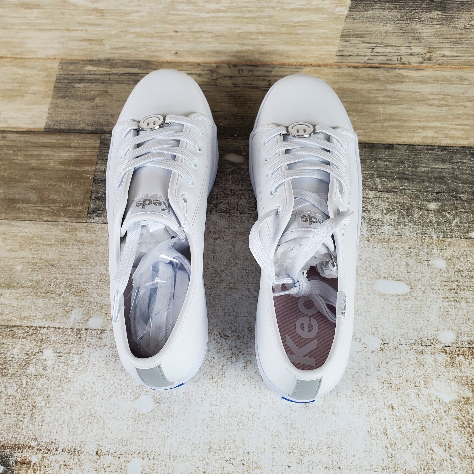 Keds Triple Up Charms Kids Shoes Sz 5.5 White Leather Platform Lace Up Sneakers — image 4 of 8